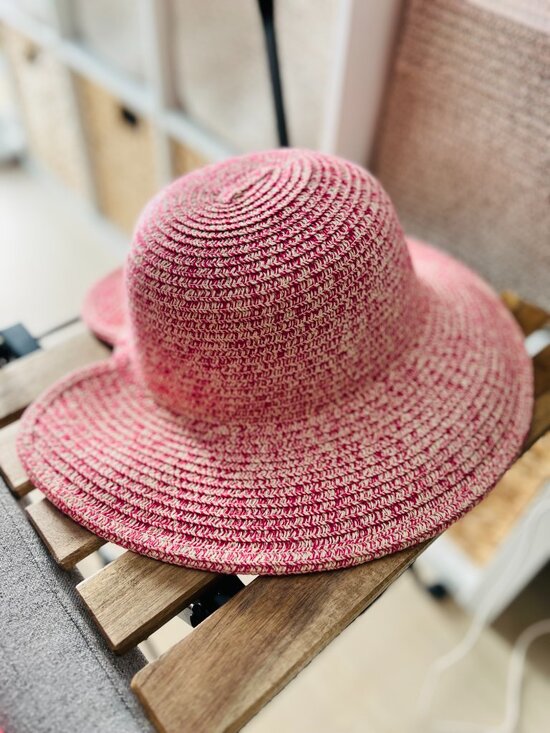 Pink Woven Resort Sun Hat with Wavy Brim – New main image 7